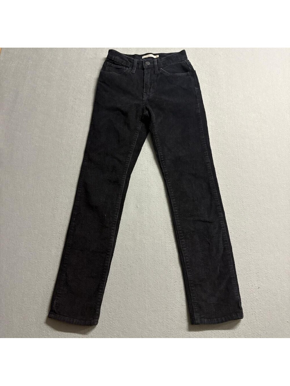 Levis 724 High Rise Straight Corduroy Pants Womens 24 Black Stretch Cord Jeans